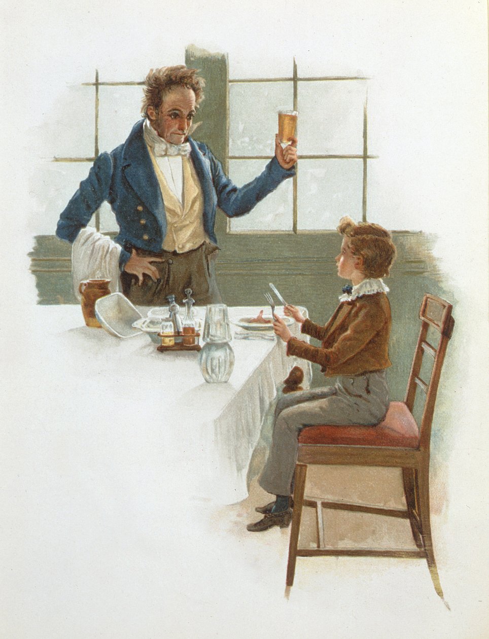 O garçom amigável, ilustração para David Copperfield (1850) por Charles Dickens (1812-70) de English School
