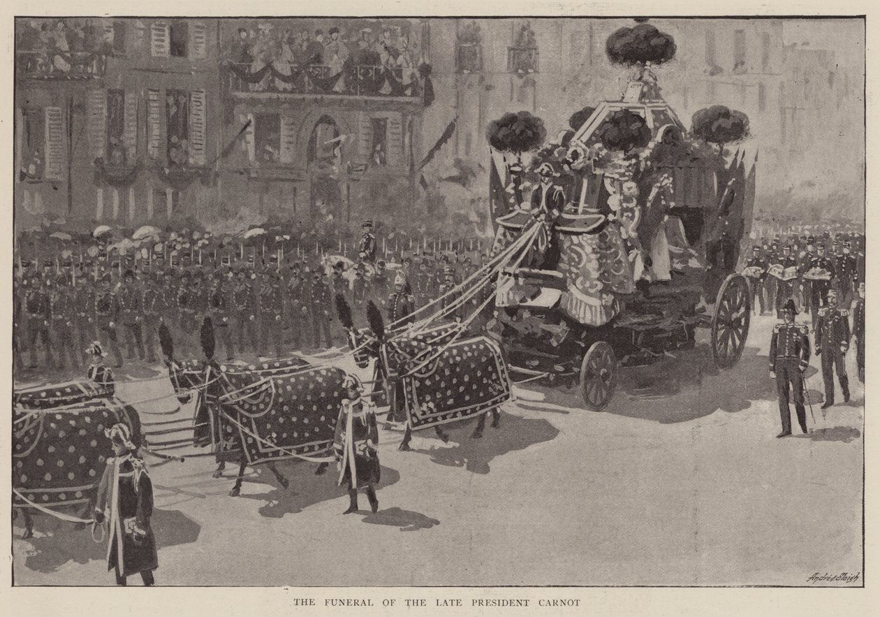 Funeral do falecido Presidente Carnot (litografia) de English School
