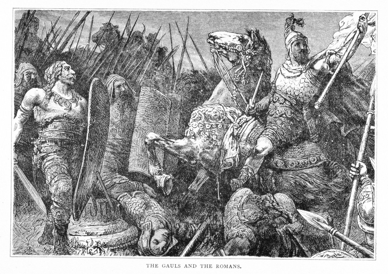 Os gauleses e os romanos, de A História da França, de Emile de Bonnechose, publicado por Ward, Lock and Co, Londres de English School