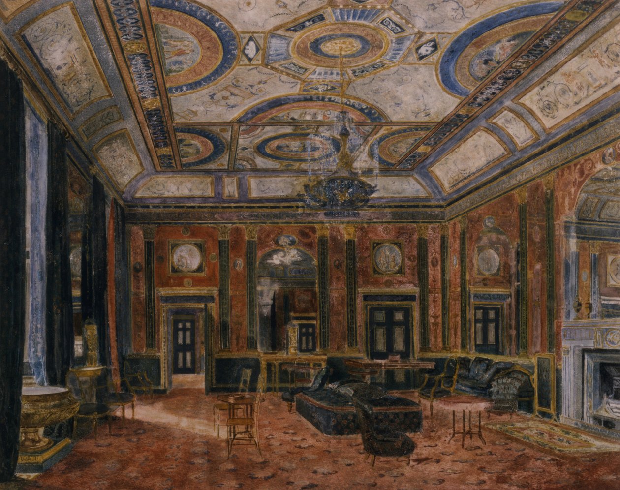The Glass Drawing Room, Northumberland House, c.1870 (aquarela) de English School