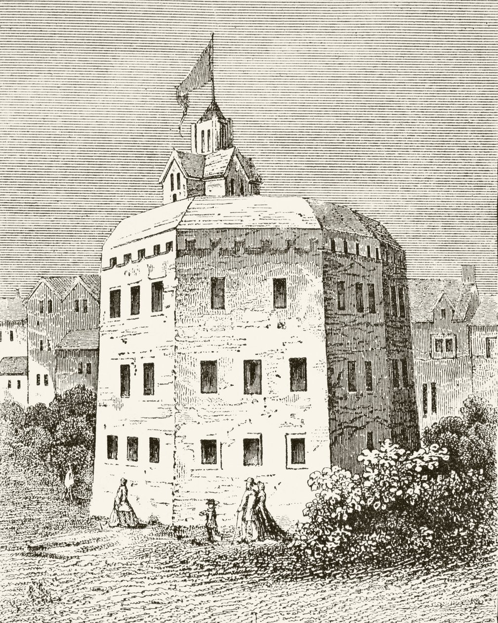 The Globe Theatre, Southwark, de "A História Nacional e Doméstica da Inglaterra", de William Hickman Smith Aubrey (1858-1916) publicou Londres, c.1890 de English School