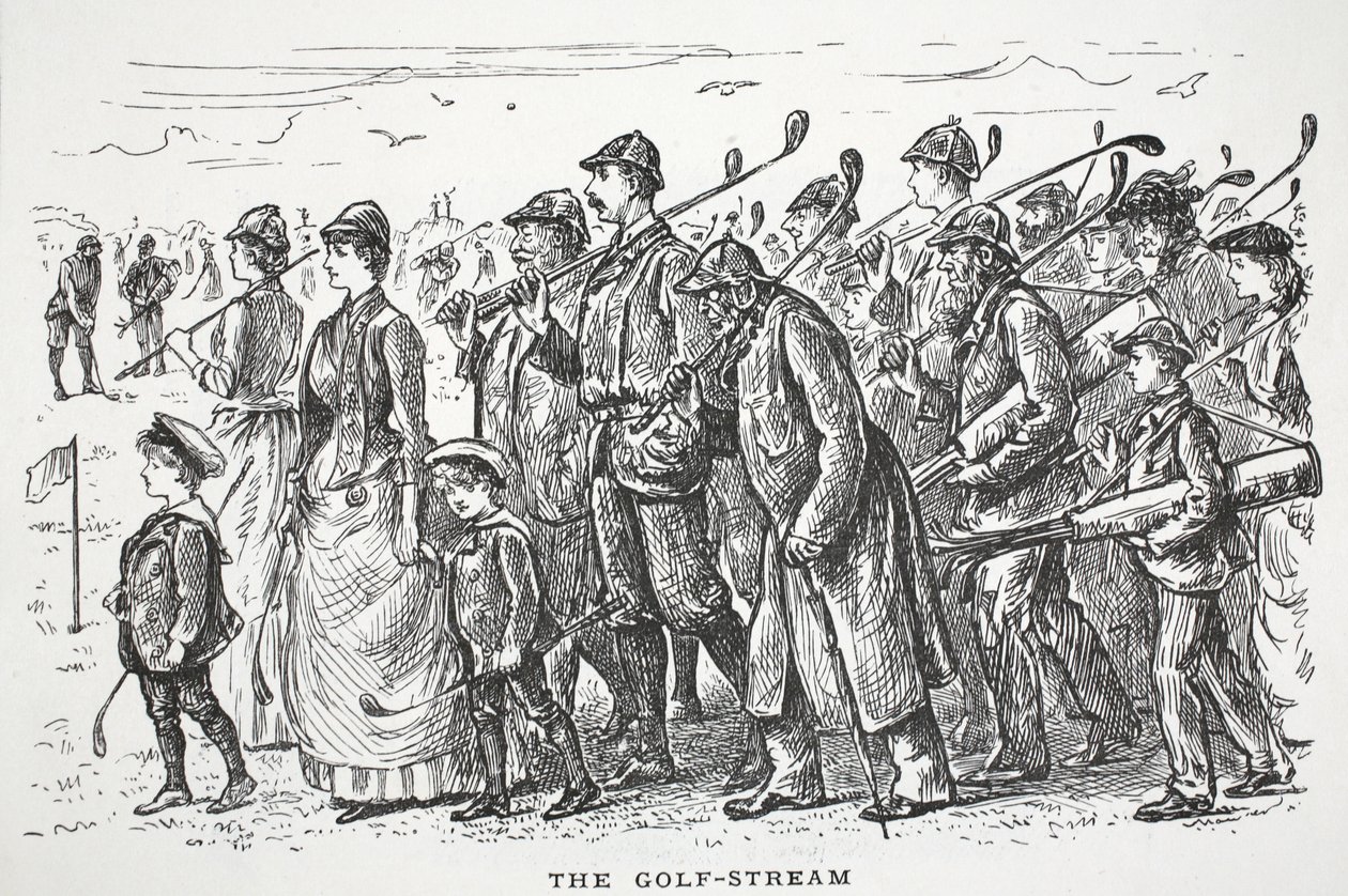 O fluxo de golfe, ilustração de soco de English School