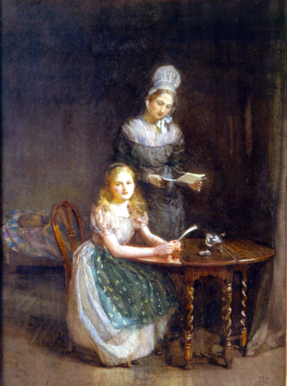 The Governess, c.1860 (wc no papel) de English School