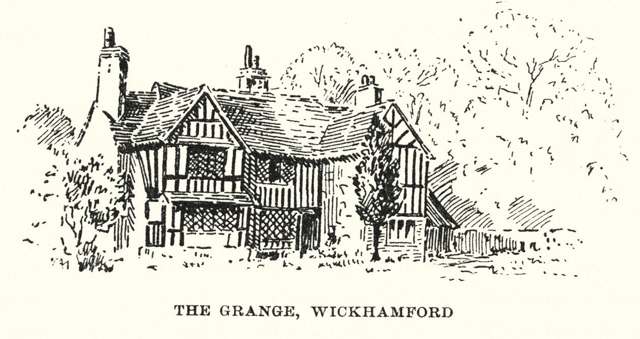 The Grange, Wickhamford (litografia) de English School