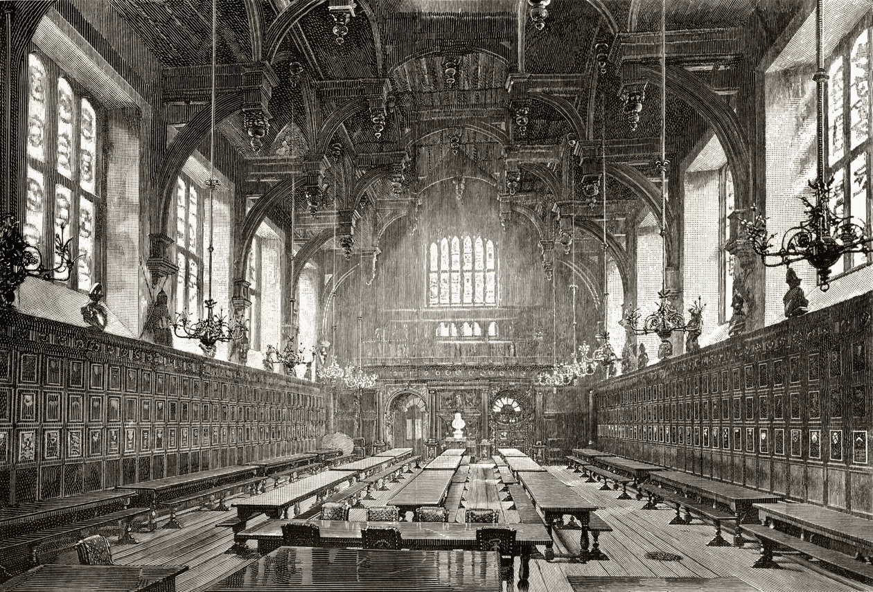 O Grande Salão do Templo Médio, de &39;London Pictures: Drawn with Pen and Pencil&39;, do Rev. Richard Lovett, publicado em 1890 de English School