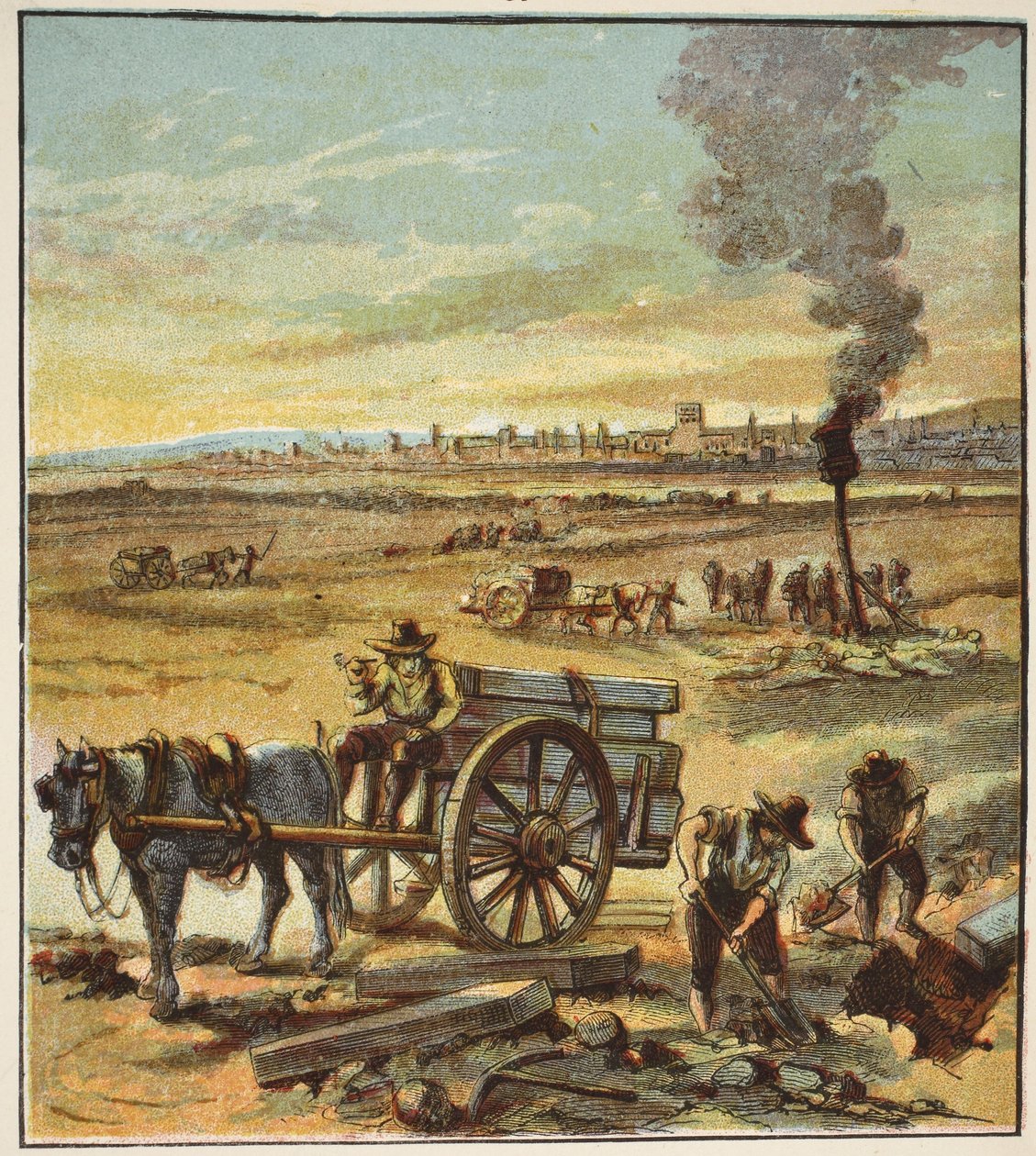 A Grande Peste, pub. 1890 (litografia a cores) de English School