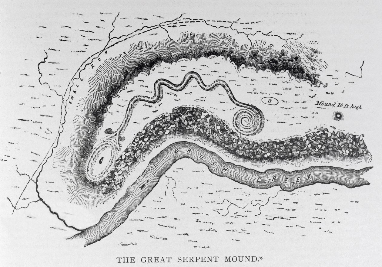 O grande monte da serpente, perto de Locust Grove, Ohio, ò século BC, de "história narrativa e crítica de América", bar. em 1889 de English School