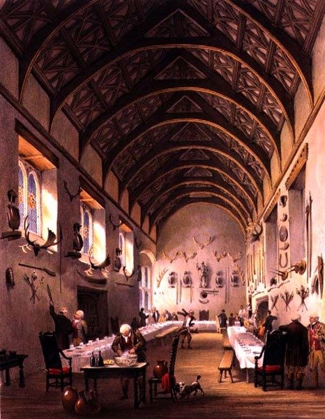 The Hall, Cotehele House, c.1830-40 (cor litho) de English School