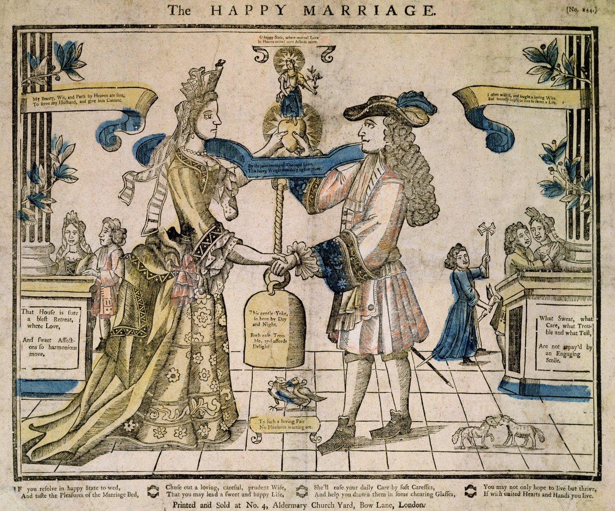 O casamento feliz (estêncil colorido xilogravura) de English School