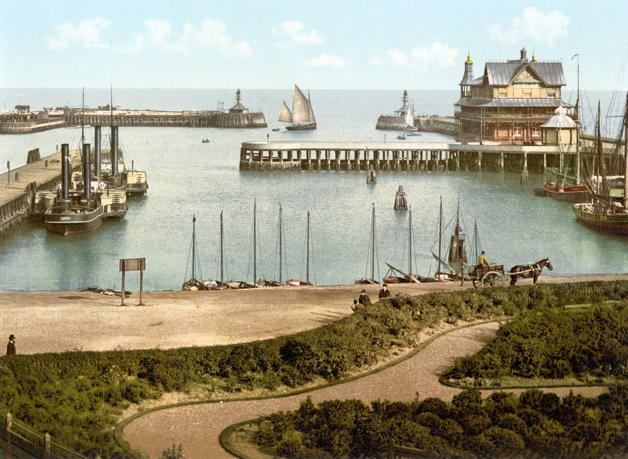 O porto, Lowestoft (foto colorida à mão) de English School