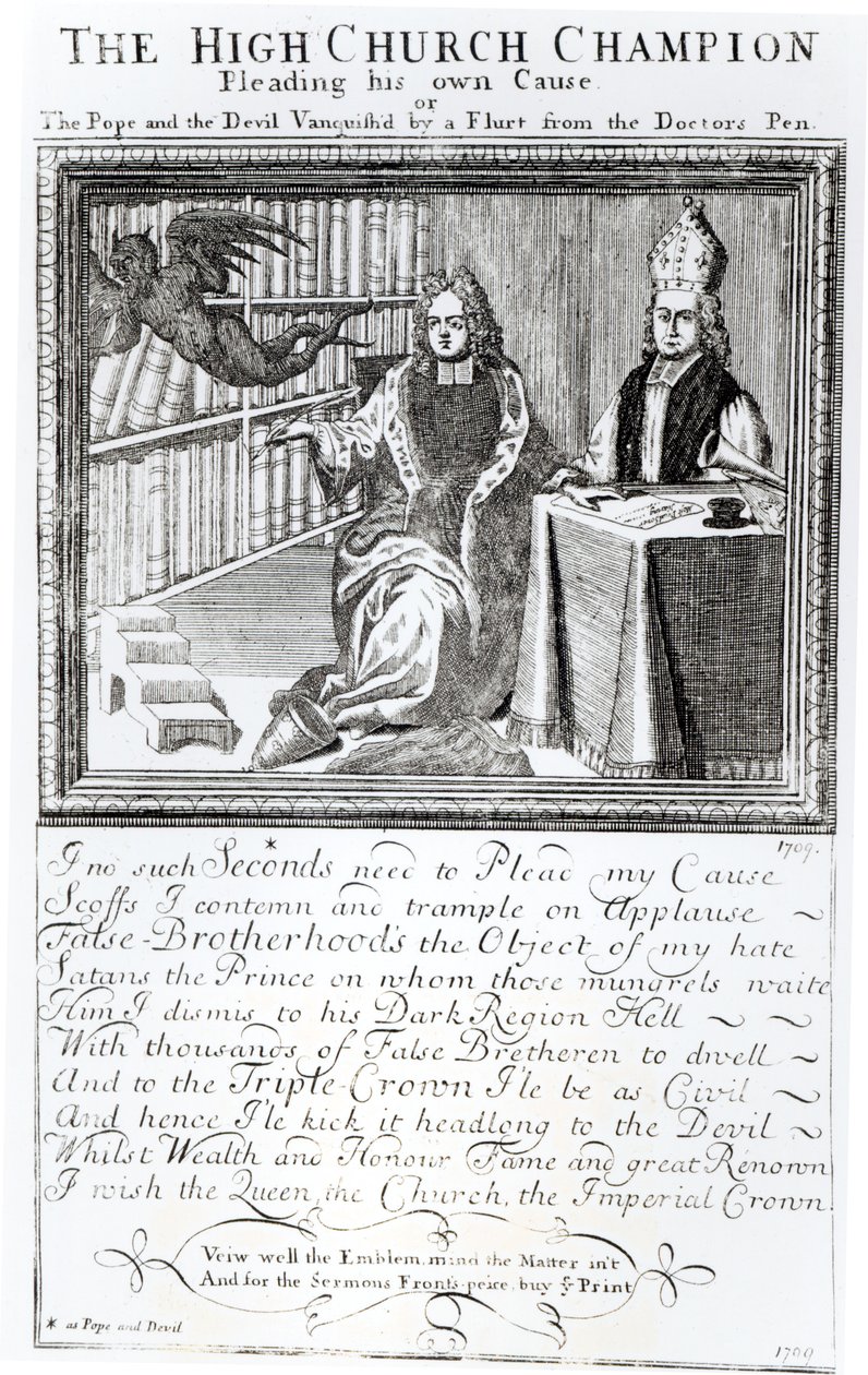 O Alto Campeão da Igreja, Suplicando sua própria Causa, 1709 de English School