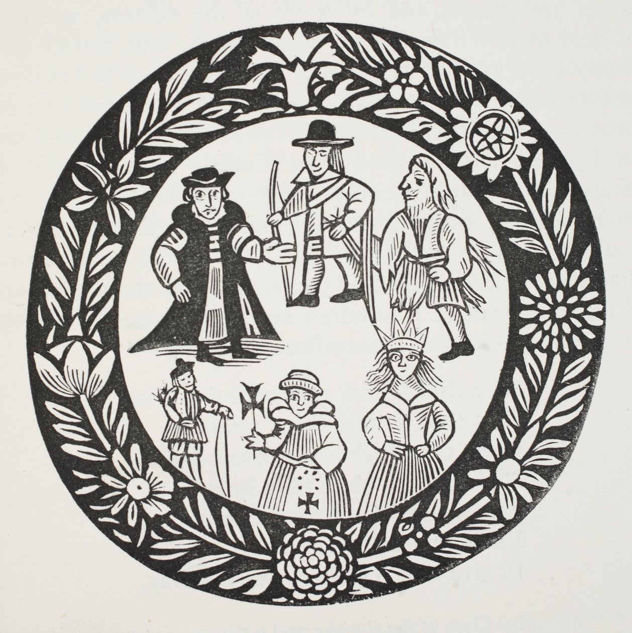 A história de Adam Bell, Clim do Clough e William de Cloudeslie, ilustração de Chap-livros do século XVIII por John Ashton, pub. 1882 de English School