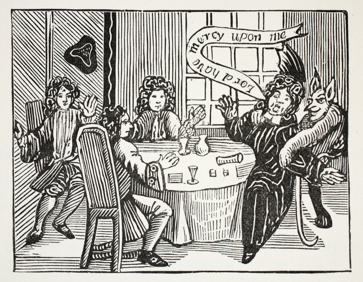 A história do Dr. John Fautus, ilustração de Chap-livros do século XVIII por John Ashton, pub. 1882 de English School