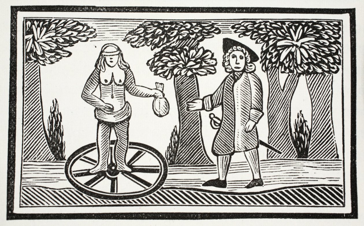 A história de Fortunatus, ilustração dos Chap-livros do século XVIII por John Ashton, bar. 1882 de English School