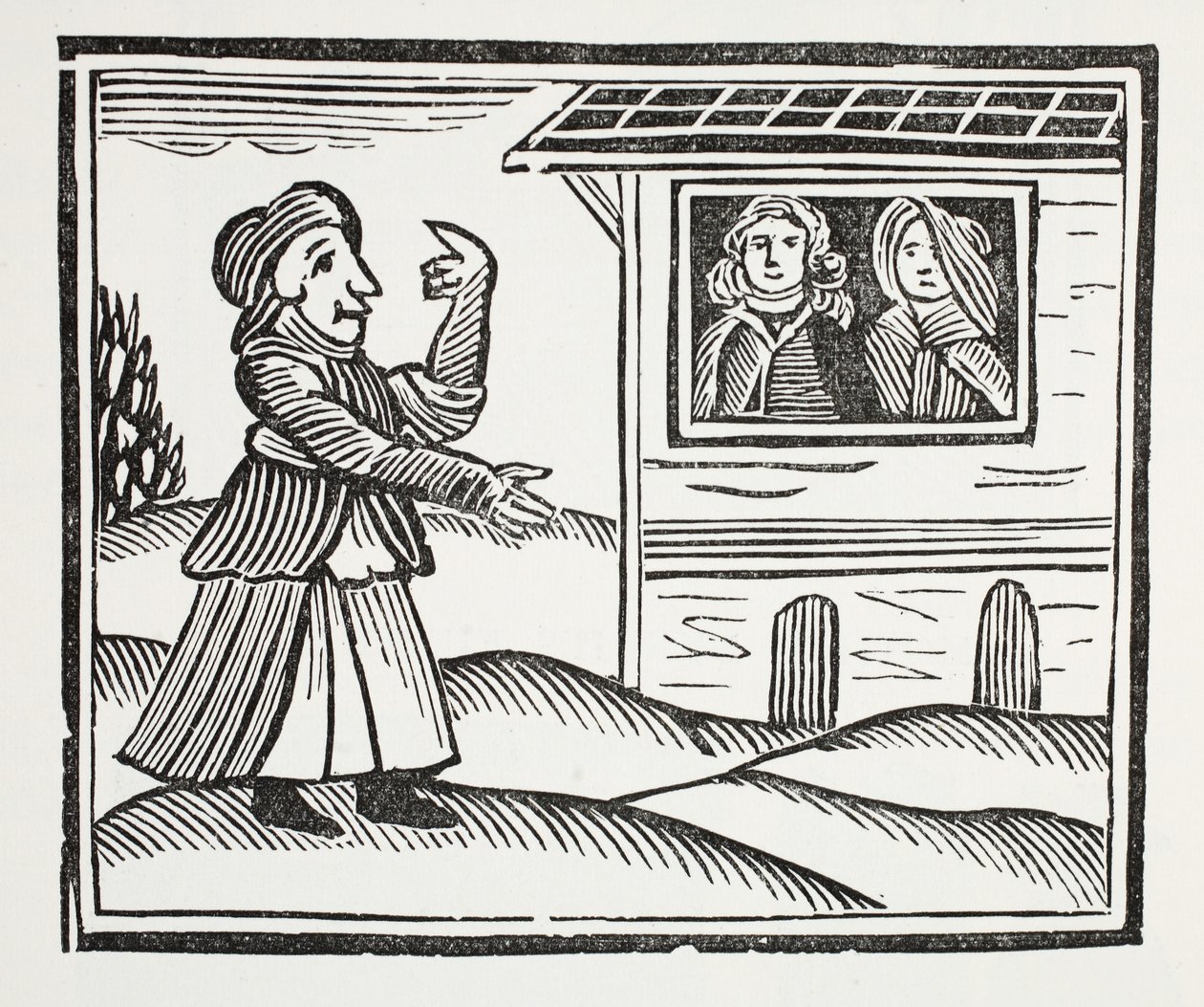 A história da mãe Shipton, ilustração dos Chap-livros do século XVIII por John Ashton, bar. 1882 de English School