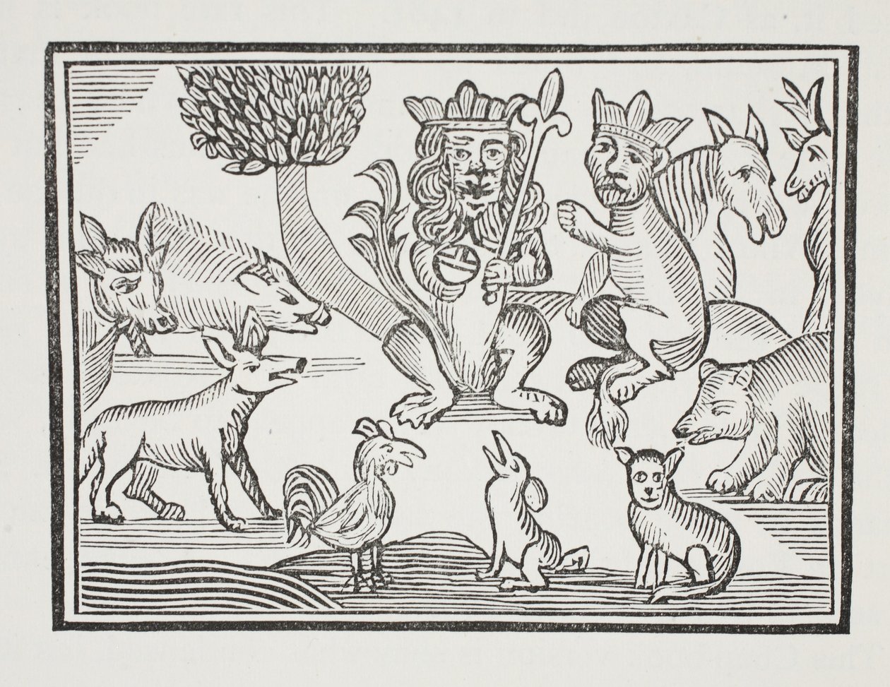 A história de Reynard a raposa, ilustração dos Chap-livros do século XVIII por John Ashton, bar. 1882 de English School
