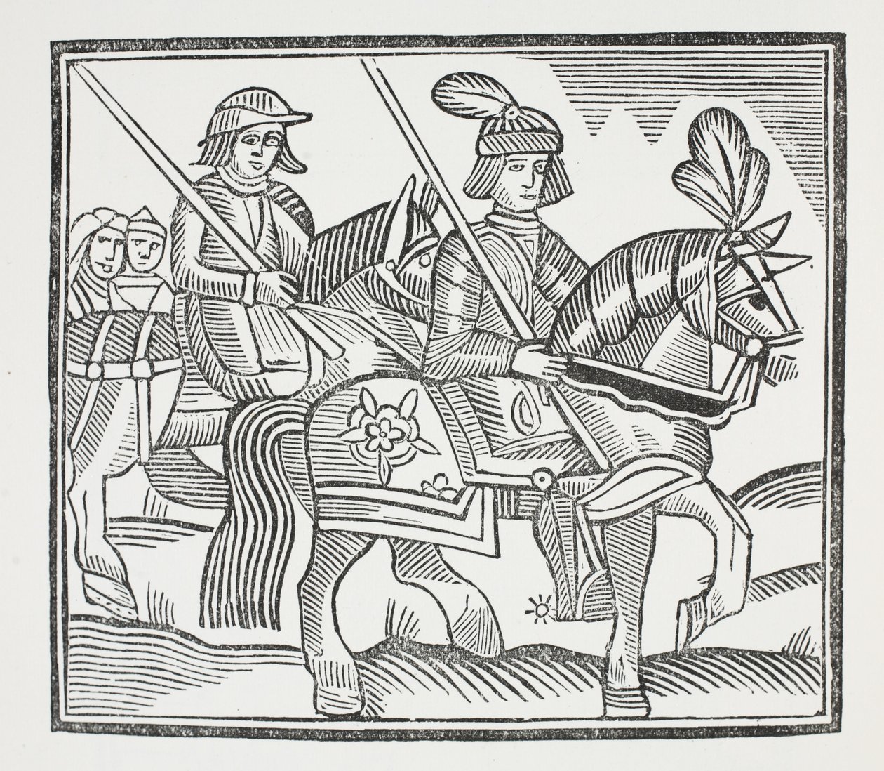 A história da vida e da morte desse cavaleiro nobre Sir Bevis de Southampton, ilustração dos Chap-livros do século XVIII por John Ashton, bar. 1882 de English School