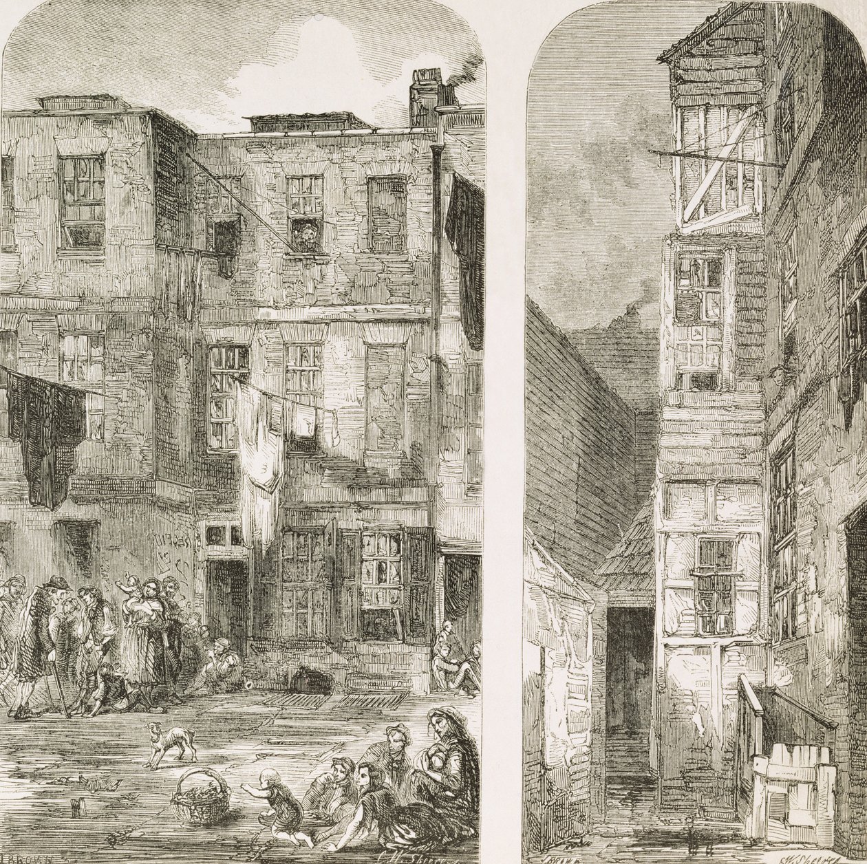 As casas dos pobres de Londres, da "The Builder Magazine de English School