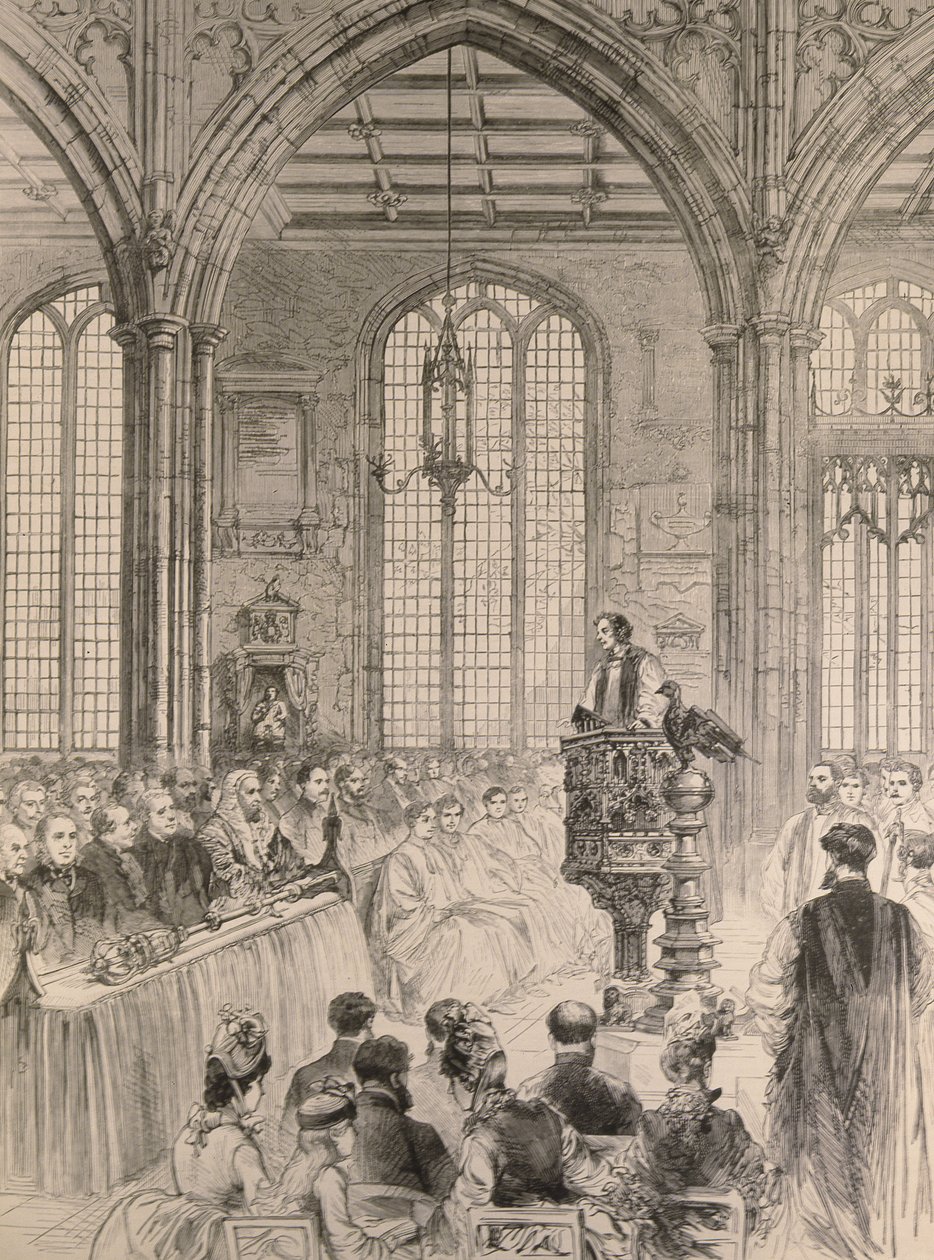 A Câmara dos Comuns atendendo no Estado o Serviço Jubilar na St. Margarets Church, Westminster, de The Illustrated London News, 28 de maio de 1887 de English School