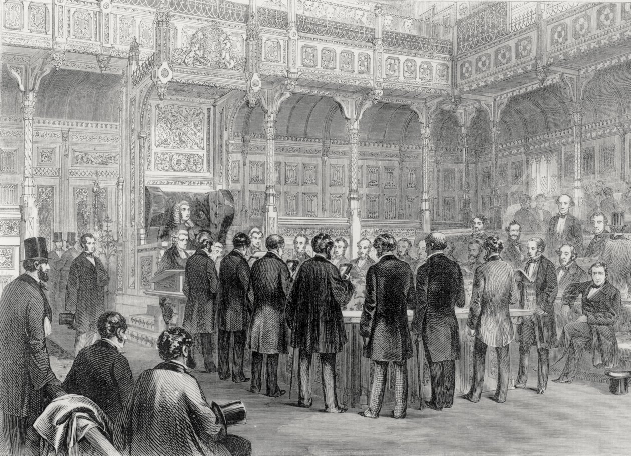 A Câmara dos Comuns: tomada de posse dos membros em 1857 de English School