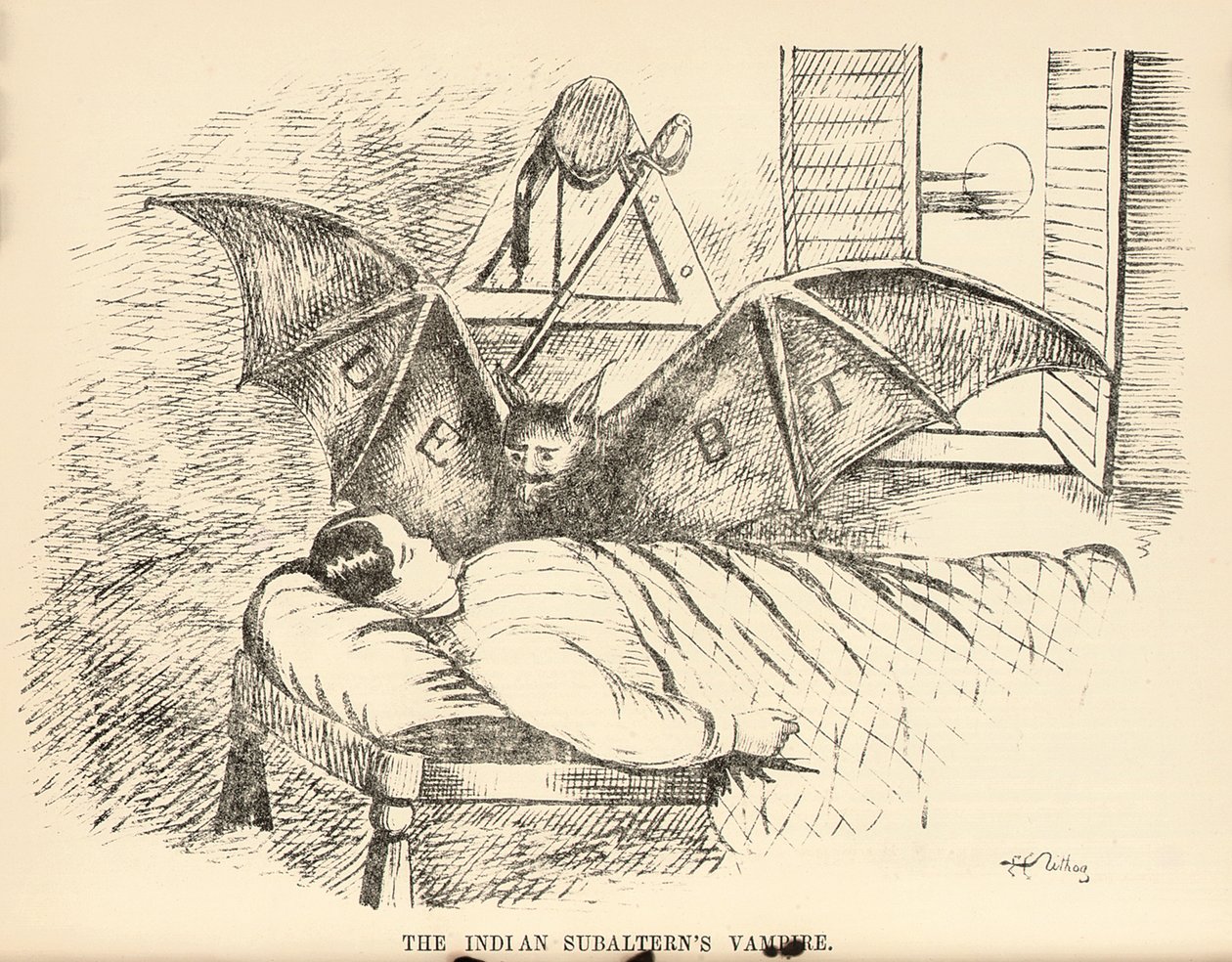 The Indian Subaltern "s Vampire, página de The Delhi Sketchbook, 1850-54 de English School