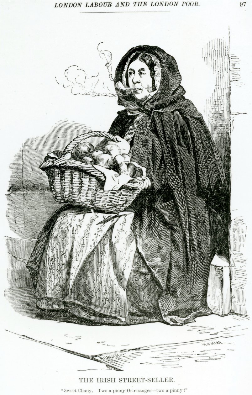 O Vendedor de Rua Irlandês, c.1840 de English School