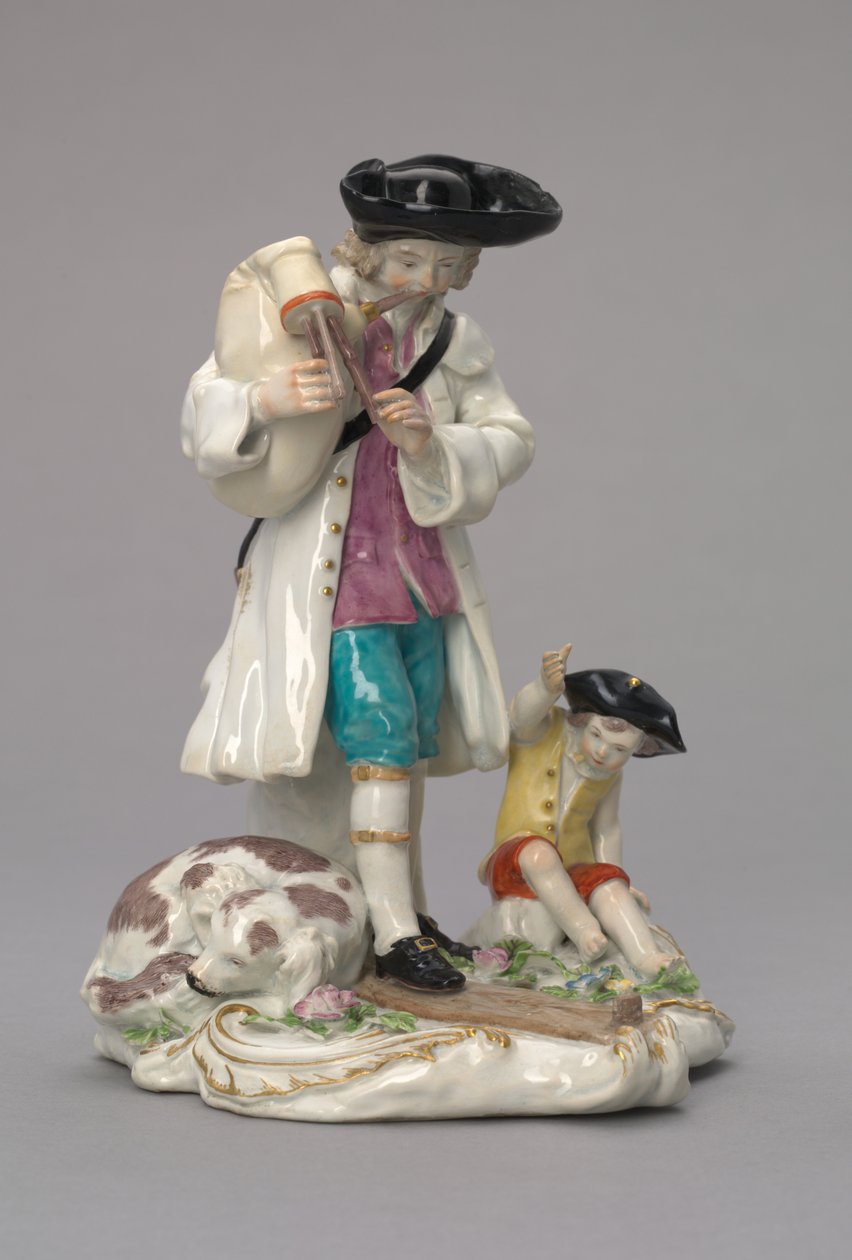 O músico itinerante, fabricado pela Chelsea Porcelain Factory, Inglaterra, c.1756 de English School