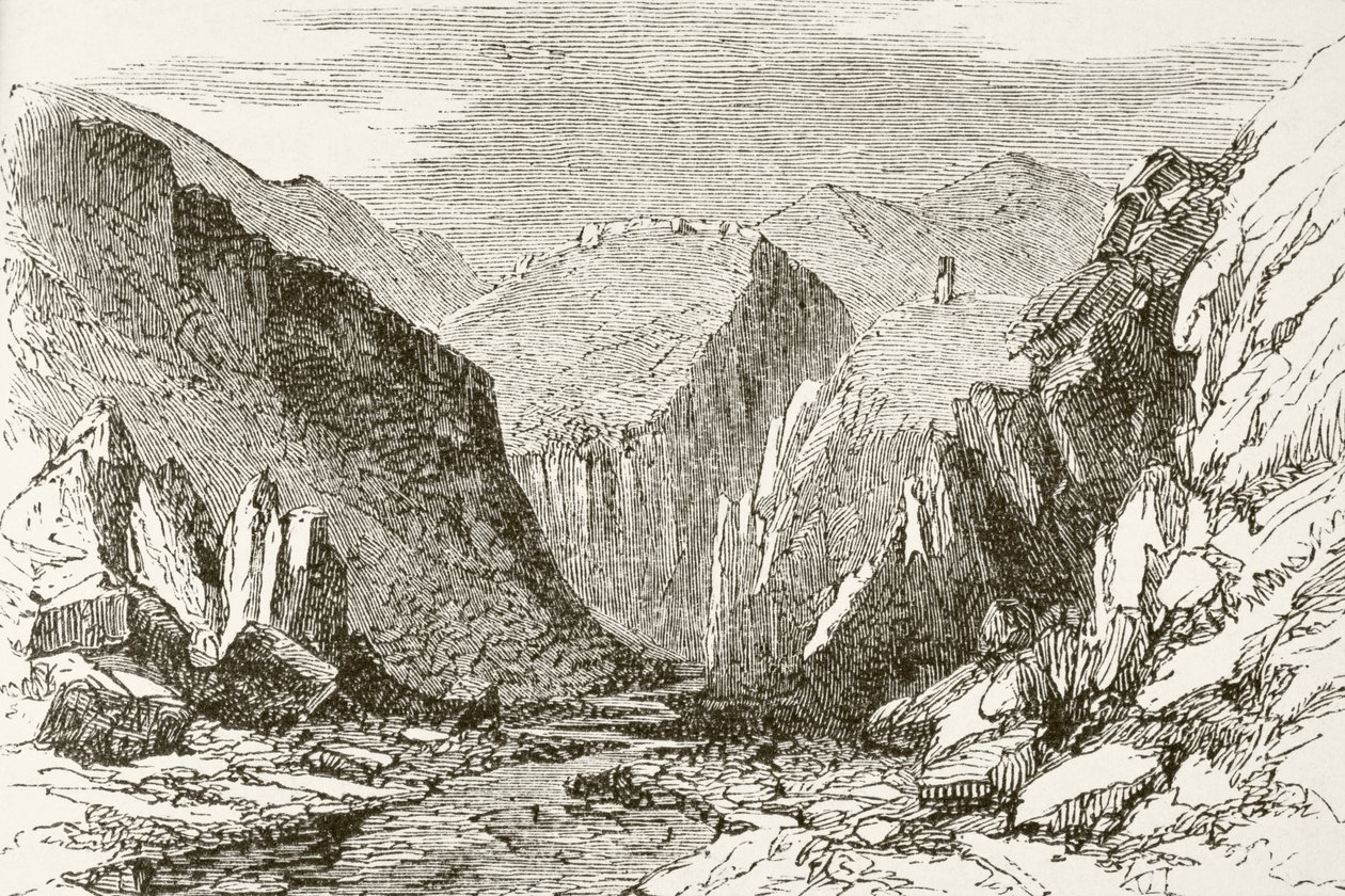 O Khyber Pass, de "A História Nacional e Doméstica da Inglaterra", de William Hickman Smith Aubrey (1858-1916), publicou Londres, c.1890 de English School