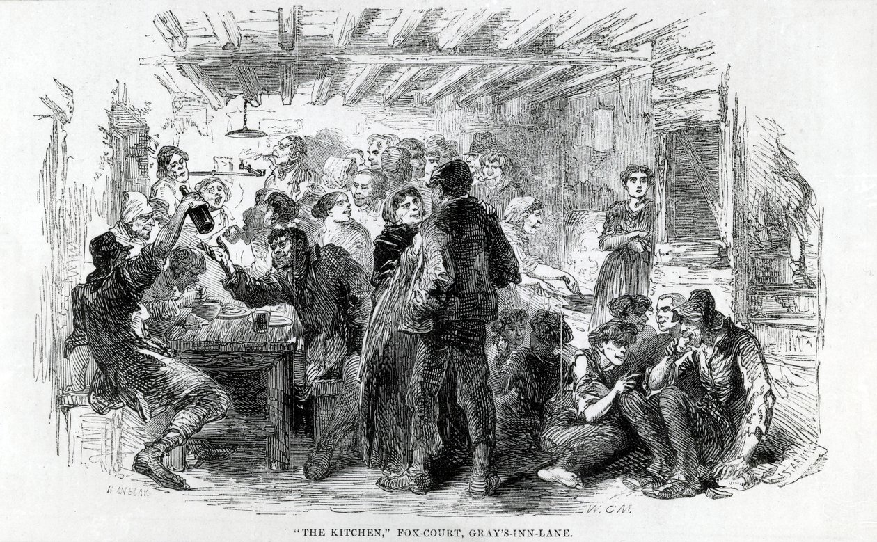 A cozinha, Fox-Tribunal Grays Inn Lane, 1851 de English School