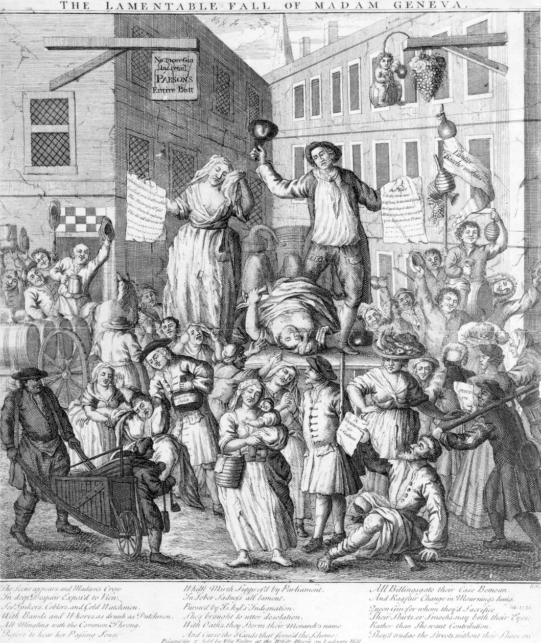 A Lamentável Queda de Madame Genebra, 1736 de English School