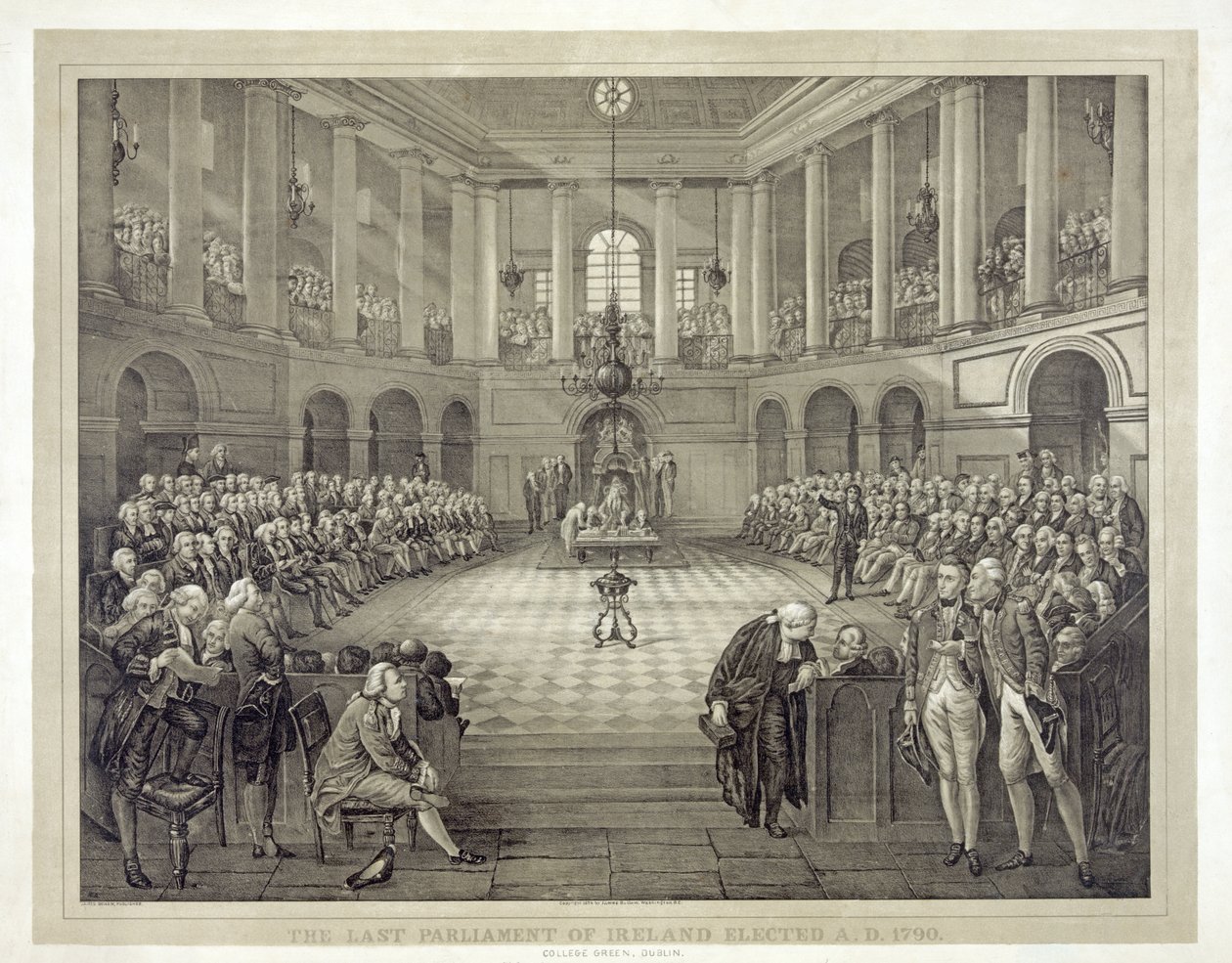 O Último Parlamento da Irlanda eleito em 1790 d. C., pub. 1874 (litho) de English School