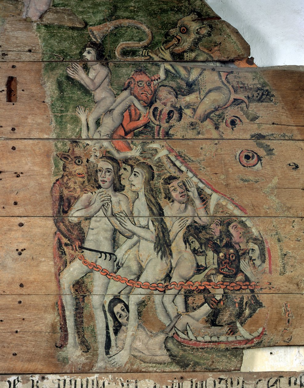 The Last Trump, da Wenhaston Doom, c.1500-20 (madeira pintada) de English School