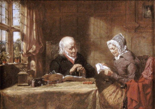 A Carta, ou Notícias de Afar, c.1860 (óleo sobre tela) de English School