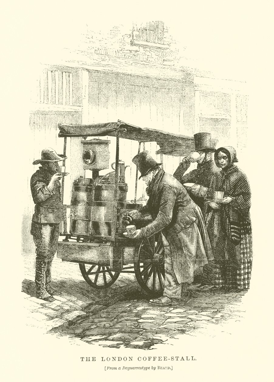 A banca de café de Londres (gravura) de English School
