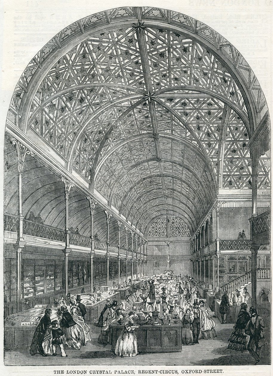 O Palácio de Cristal de Londres, Regent Circus, Oxford Street, 1858 de English School