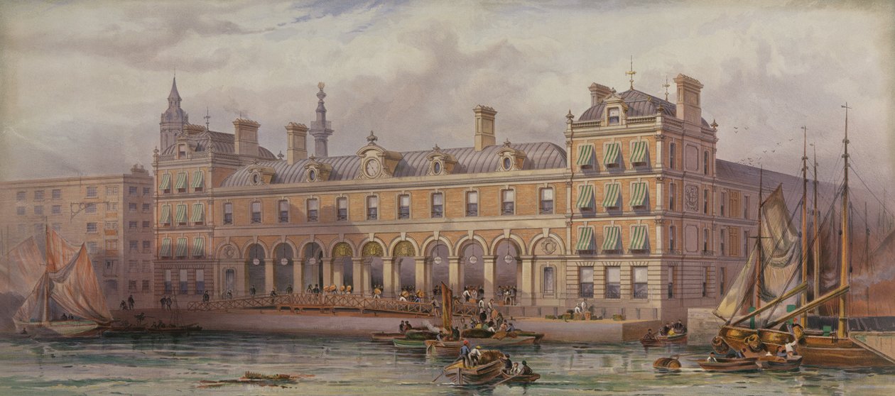 O Mercado de Peixe de Londres em Billingsgate, 20 de julho de 1877 de English School