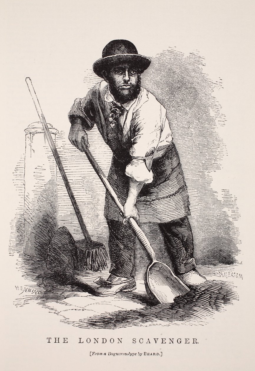 The London Scavenger, após um daguerreótipo de Richard Beard, ilustração de London Labor e London Poor de Henry Mayhew, pub. 1862 de English School