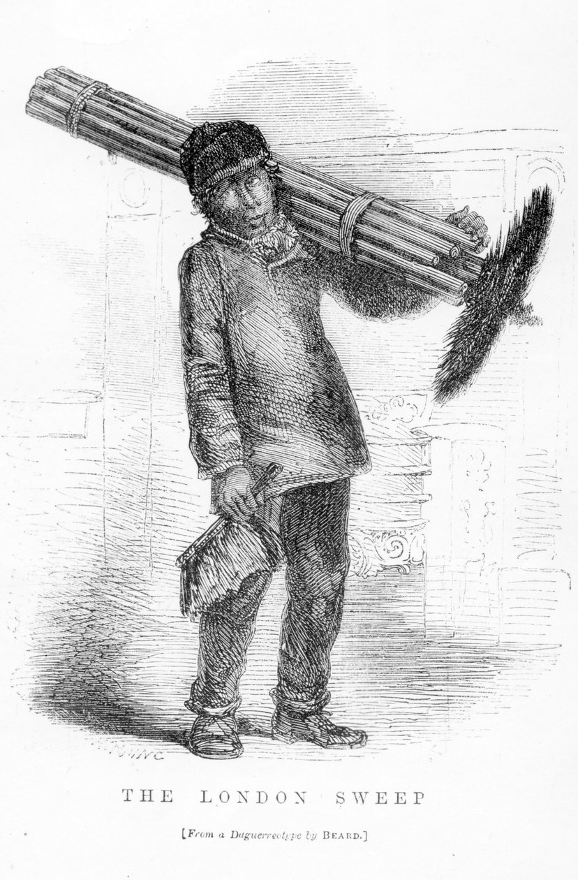 A Varredura de Londres, do daguerreótipo de Richard Beard, ilustração de &39;London Labour and London Poor&39; de Henry Mayhew, pub. 1862 (lito) de English School