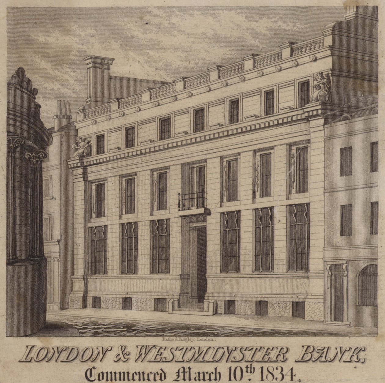 O Banco de Londres e Westminster (gravura) de English School