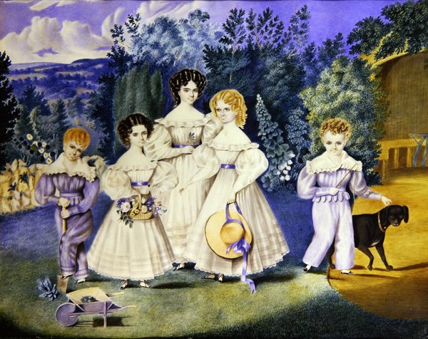 As crianças da família Lovell, c.1825 (aguarela sobre papel) de English School
