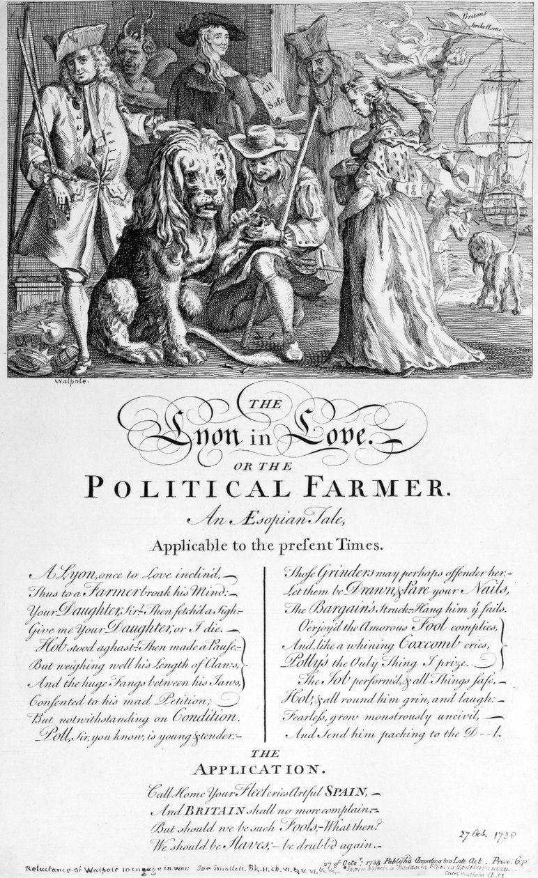 O Lyon apaixonado ou um fazendeiro político, 1738 de English School