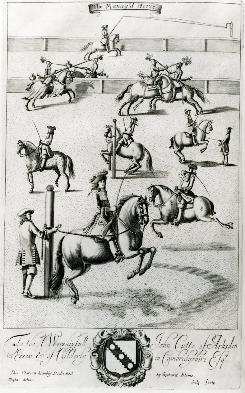O Cavalo Manag&39;d, de &39;Recreação do Cavalheiro&39; publicado por Richard Blome, 1686 de English School