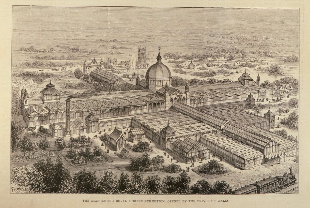 A Exposição do Jubileu Real de Manchester, aberta pelo Príncipe de Gales, de The Illustrated London News, 7 de maio de 1887 de English School