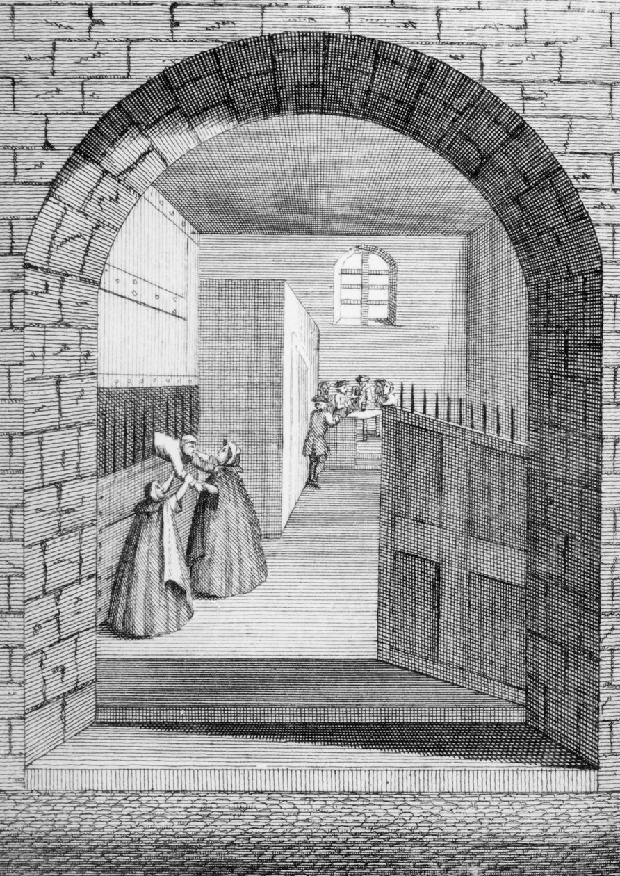 A maneira de fugir de John Shepherd fora do Buraco Condenado em Newgate, 1724 de English School