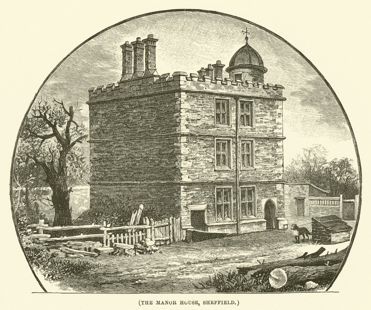 The Manor House, Sheffield (gravura) de English School
