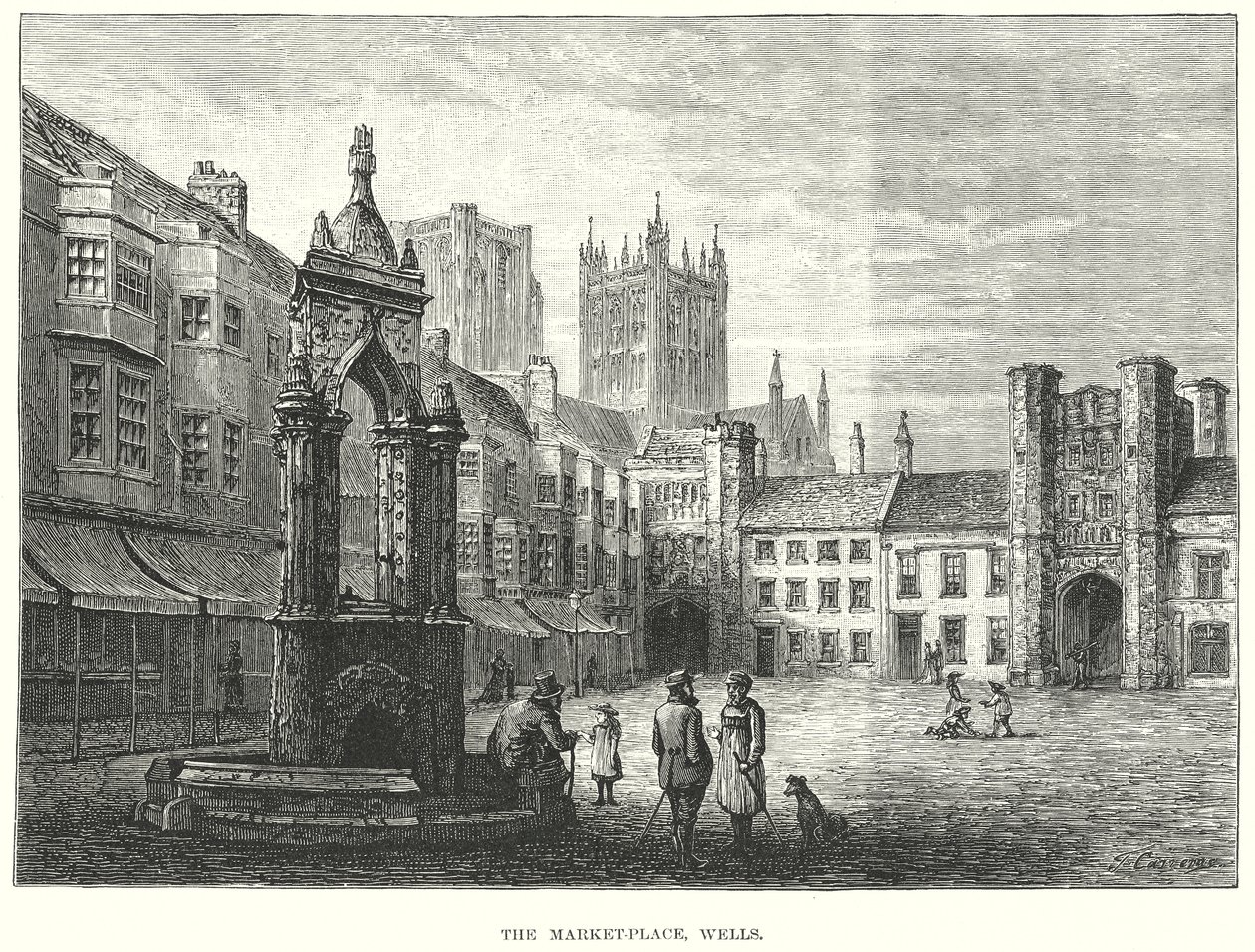 A Praça do Mercado, Wells (gravura) de English School