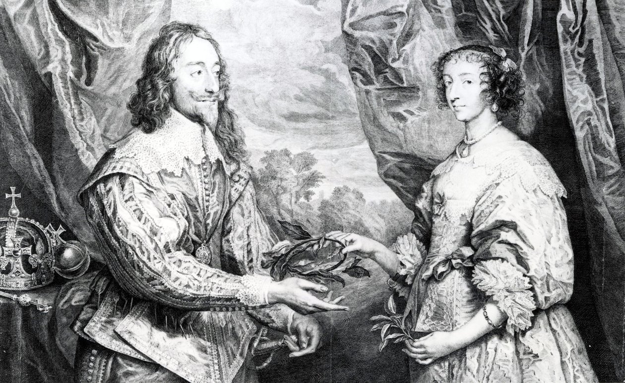 O casamento de Henrietta e Charles, gravado por G. Vertue depois de Van Dyck, 1742 de English School