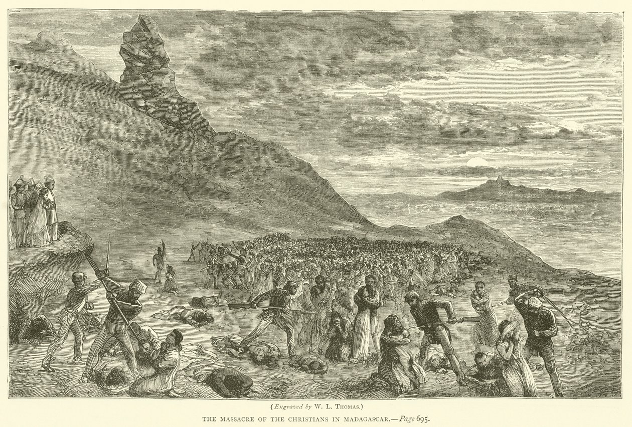 O massacre dos cristãos em Madagáscar (gravura) de English School