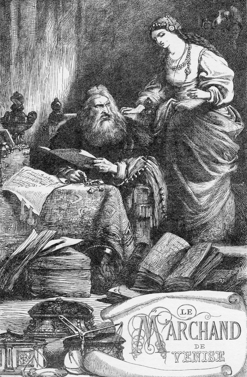 The Merchant of Venice - The Merchant of Venice - Ilustração em "Works complete by William Shakespeare" 1866 - As ilustrações e a forma geral desta edição são emprestadas do Shakespeare ilustrado de Cassell, publicado em Londres de English School