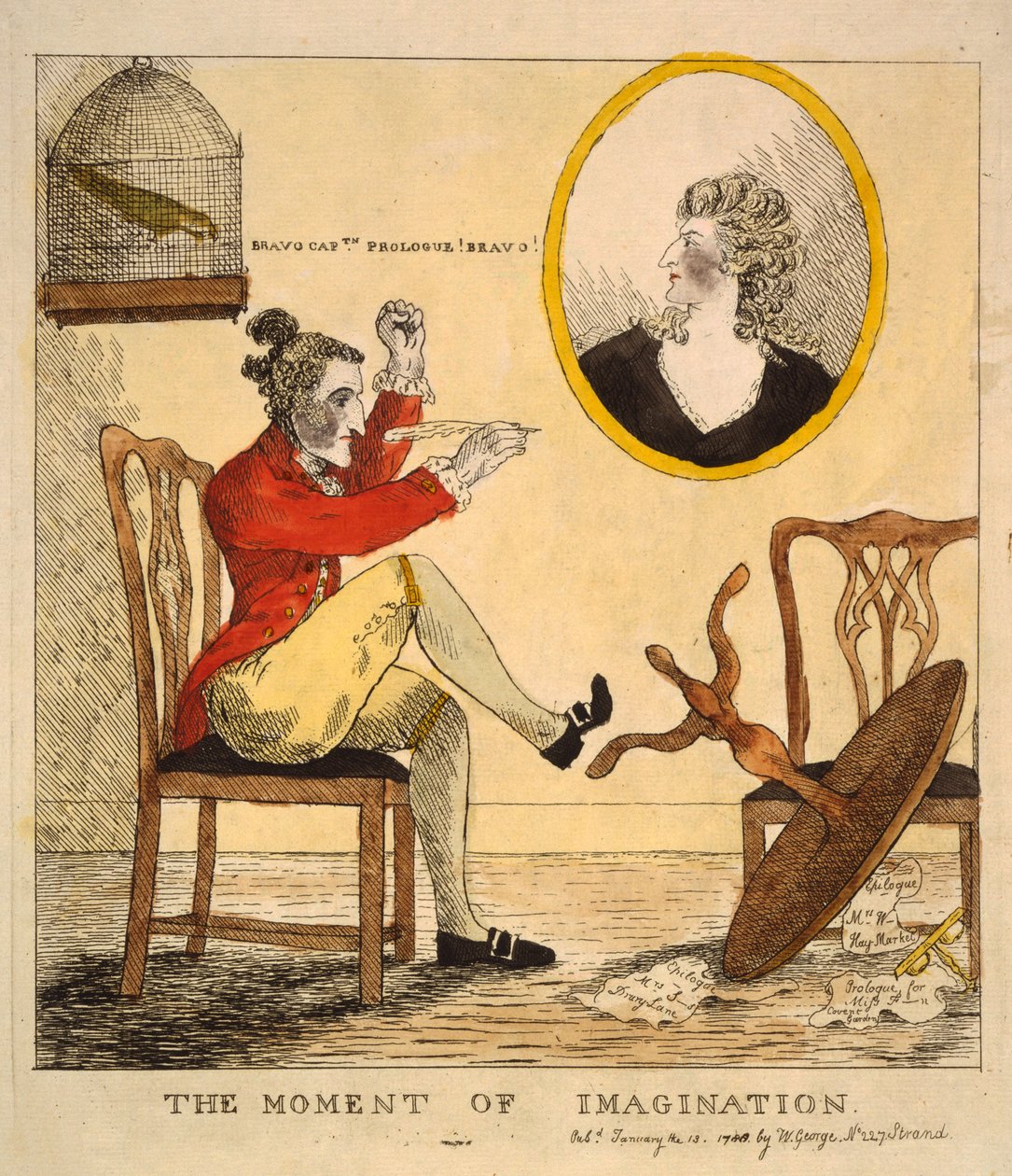 O Momento da Imaginação, pub. 1785 (gravura colorida à mão) de English School